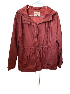 DESIGN BY OLIVIA Women’s Long Sleeve Unlined Hooded Cotton Utility Coat